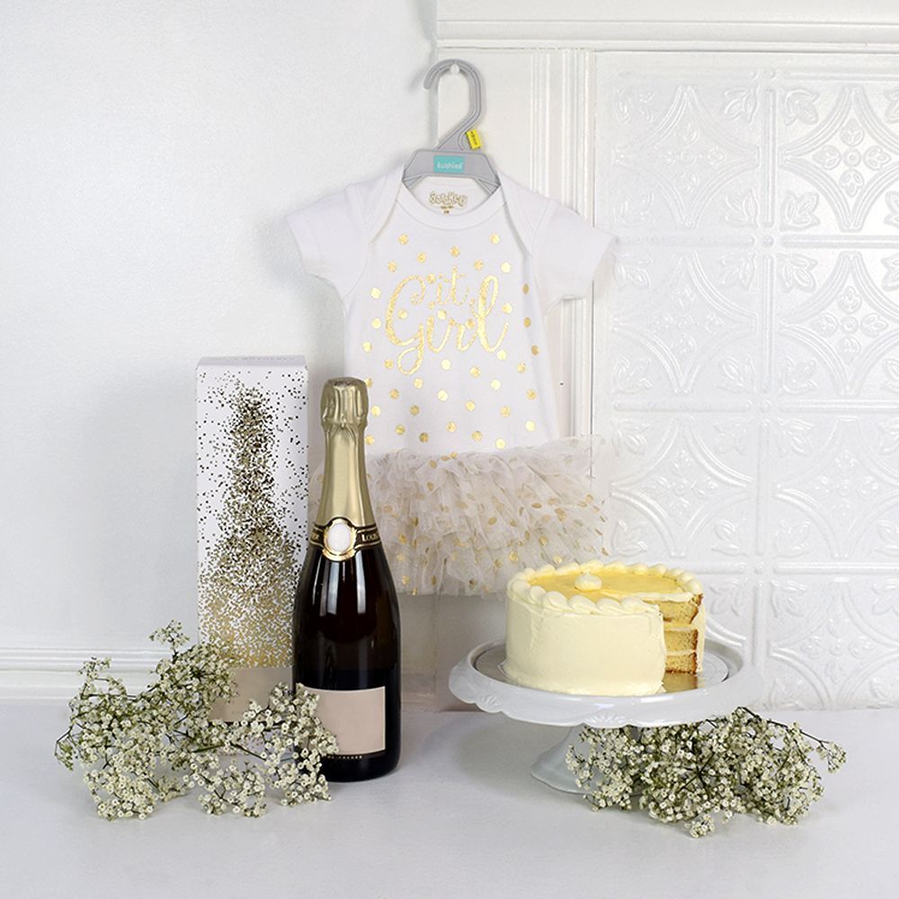 Precious Baby Girl Champagne & Cake Set, Baby Girl Gifts, Gifts For Baby Girl
