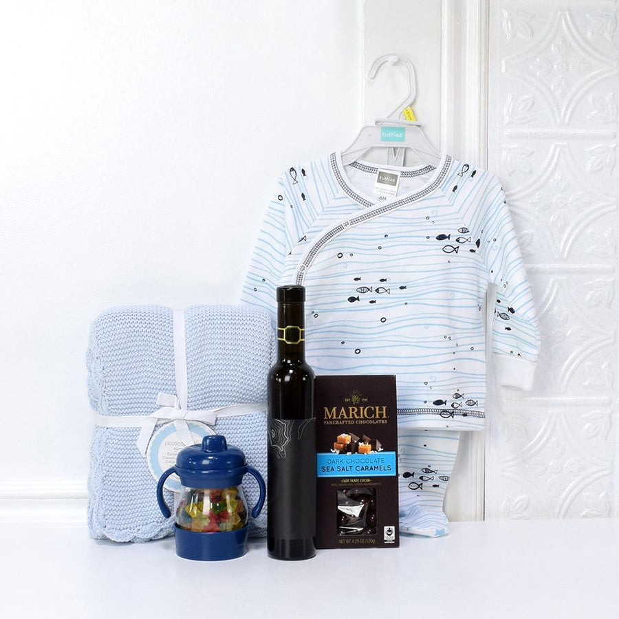 Baby Boy Wine Gift Basket For Mom & Me