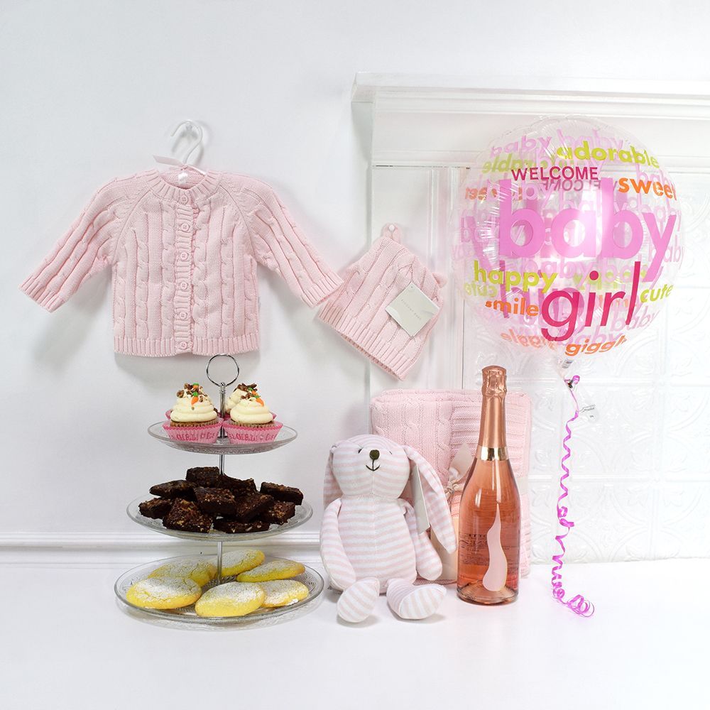 Celebrate A Sweet Baby Girl Set, baby gift baskets, baby boy, baby gift, new parent, baby, champagne
