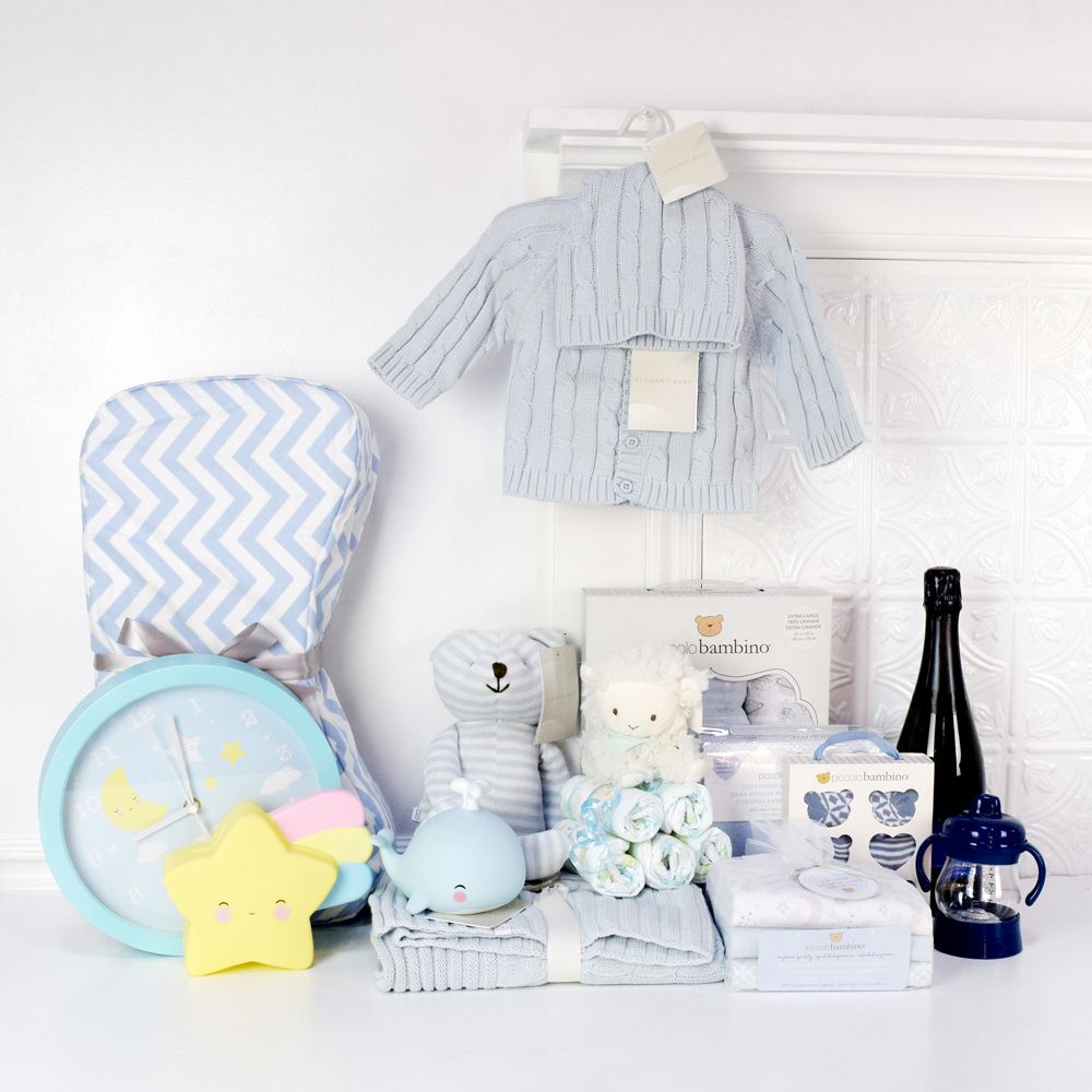 DELUXE ELEGANT BABY BOY GIFT BASKET, baby boy gift hamper, newborns, new parents
