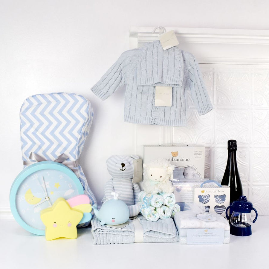 The Luxury Baby Boy Champagne Gift Basket