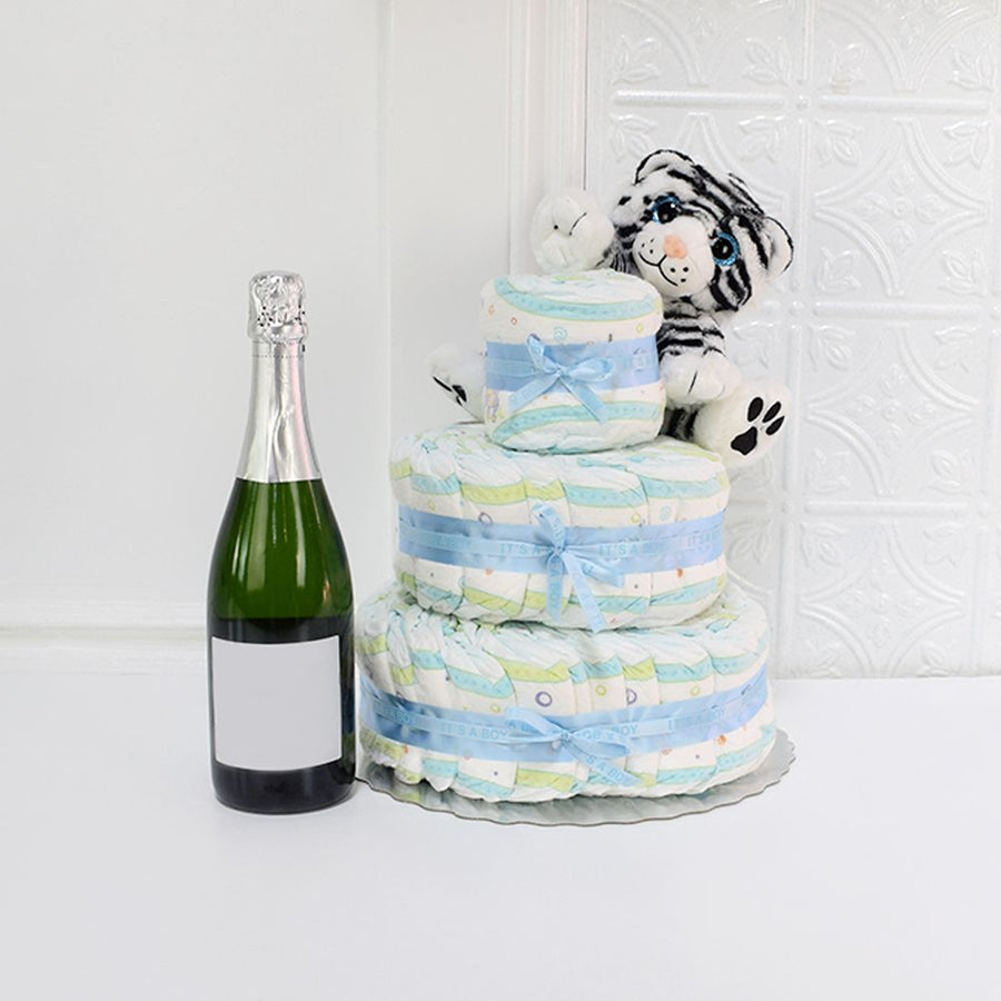 Perfect Baby Boy Champagne Diaper Cake