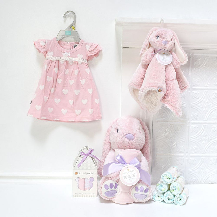 Pink Bunnies Baby Girl Gift Basket