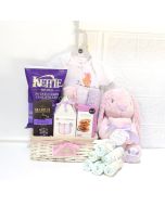 THERE’S A NEW BABY GIRL IN TOWN GIFT BASKET, baby girl gift basket, welcome home baby gifts, new parent gifts